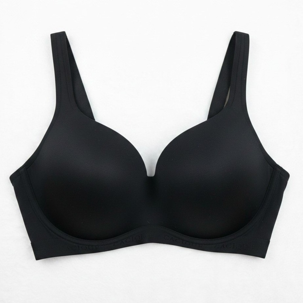 Cacique Bra Women 46D Black Lightly Lined No-Wire Comfort